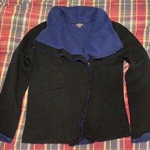 Lilla P Blue and Black Cardigan Sweater